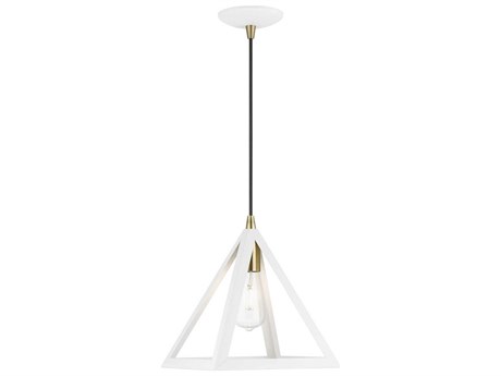 Livex Lighting Pinnacle 1-Light Textured White Antique Brass Geometric Mini Pendant