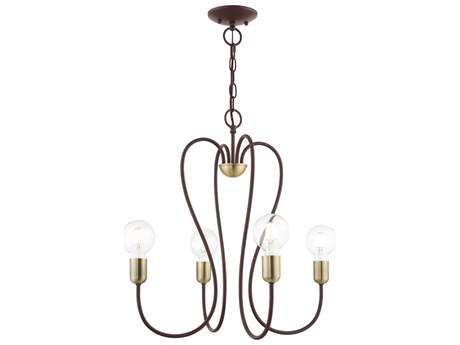 Livex Lighting Lucerne 4-Light Bronze Antique Brass Chandelier