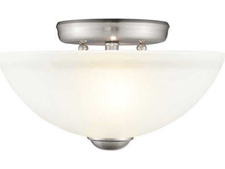 Livex Lighting Somerset 2-Light Brushed Nickel Glass Bowl Geometric Semi Flush Mount