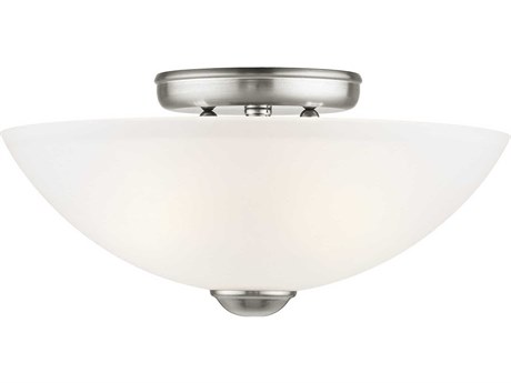 Livex Lighting Somerset 2-Light Brushed Nickel Glass Bowl Geometric Semi Flush Mount