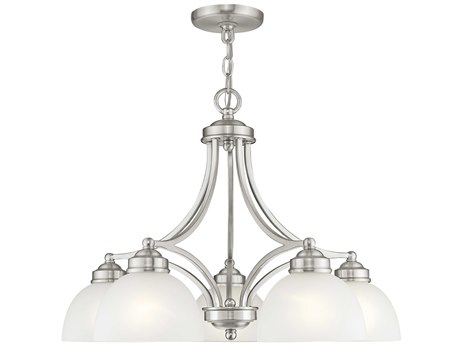 Livex Lighting Somerset 5-Light Brushed Nickel Glass Bowl Dome Geometric Chandelier