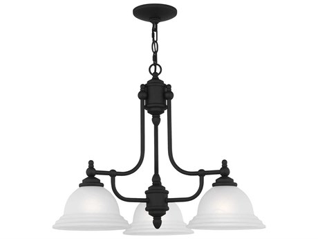 Livex Lighting North Port 3-Light Black Glass Bell Chandelier