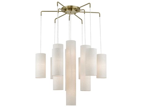 Livex Lighting Strathmore 15-Light Antique Brass Cylinder Pendant
