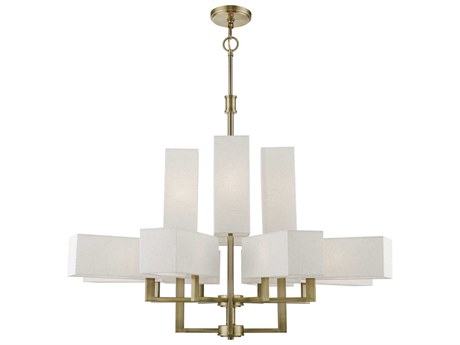 Livex Lighting Rubix 12-Light Antique Brass Geometric Tiered Chandelier