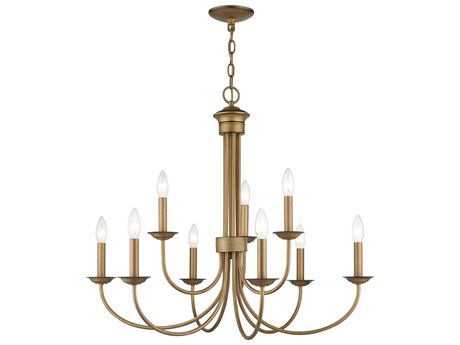 Livex Lighting Estate 9-Light Antique Gold Leaf Candelabra Chandelier