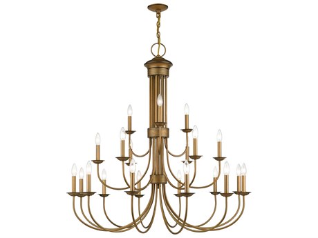 Livex Lighting Estate 21-Light Antique Gold Leaf Candelabra Chandelier