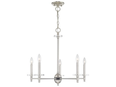 Livex Lighting Bennington 5-Light Brushed Nickel Crystal Candelabra Chandelier
