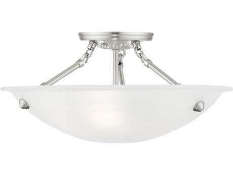 Livex Lighting Oasis 3-Light Brushed Nickel Glass Bowl Semi Flush Mount
