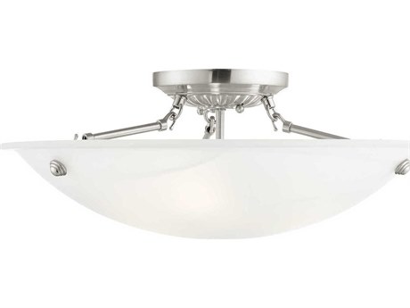 Livex Lighting Oasis 3-Light Brushed Nickel Glass Bowl Semi Flush Mount