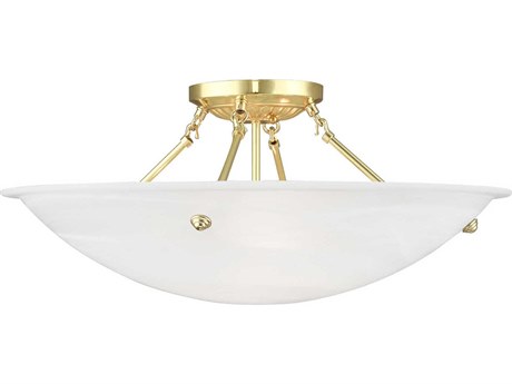 Livex Lighting Oasis 4-Light Polished Brass Glass Bowl Semi Flush Mount