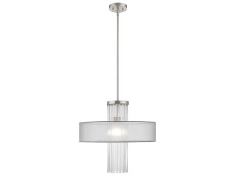 Livex Lighting Alexis 1-Light Brushed Nickel Crystal Drum Round Pendant