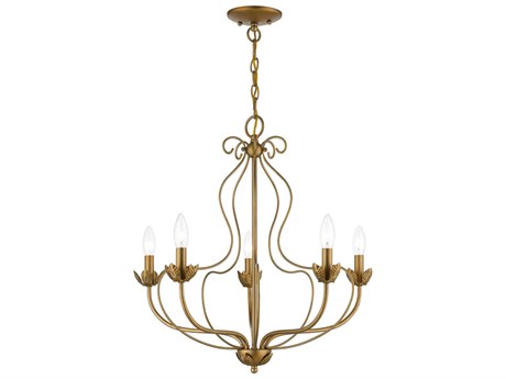 Livex Lighting Katarina 5-Light Antique Gold Leaf Candelabra Chandelier