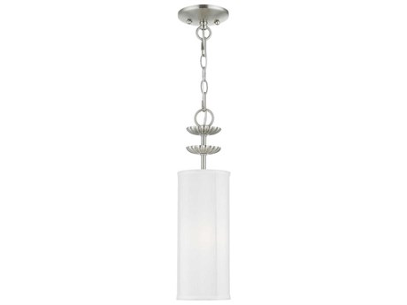 Livex Lighting Brookdale 1-Light Brushed Nickel Cylinder Mini Pendant