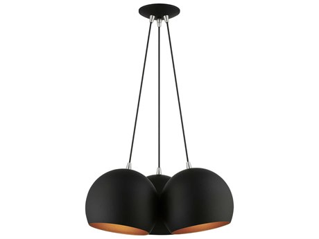 Livex Lighting Piedmont 3-Light Black Brushed Nickel Gold Dome Geometric Pendant