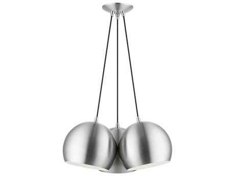 Livex Lighting Piedmont 3-Light Brushed Aluminum Polished Chrome White Dome Geometric Pendant