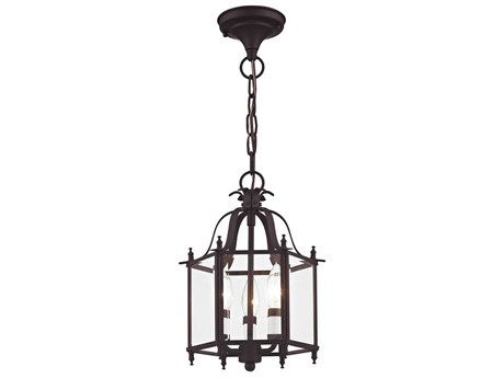 Livex Lighting Livingston 3-Light Bronze Glass Candelabra Lantern Chandelier