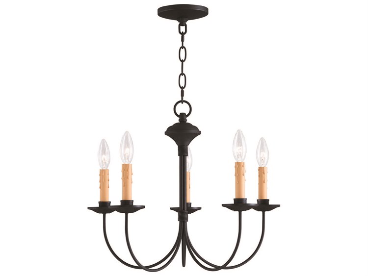 Photos - Chandelier / Lamp Livex Lighting Heritage 5-Light Black Candelabra Chandelier 4455-04