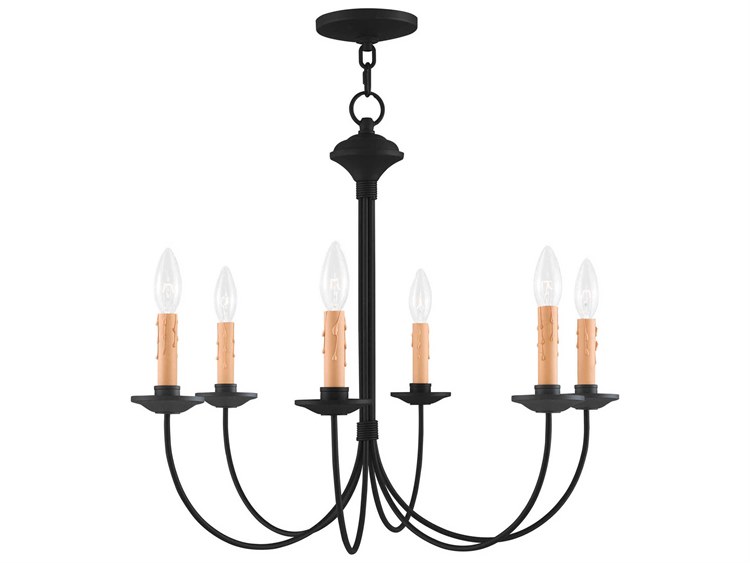 Photos - Chandelier / Lamp Livex Lighting Heritage 25" Wide 6-Light Black Candelabra Chandelier 4456