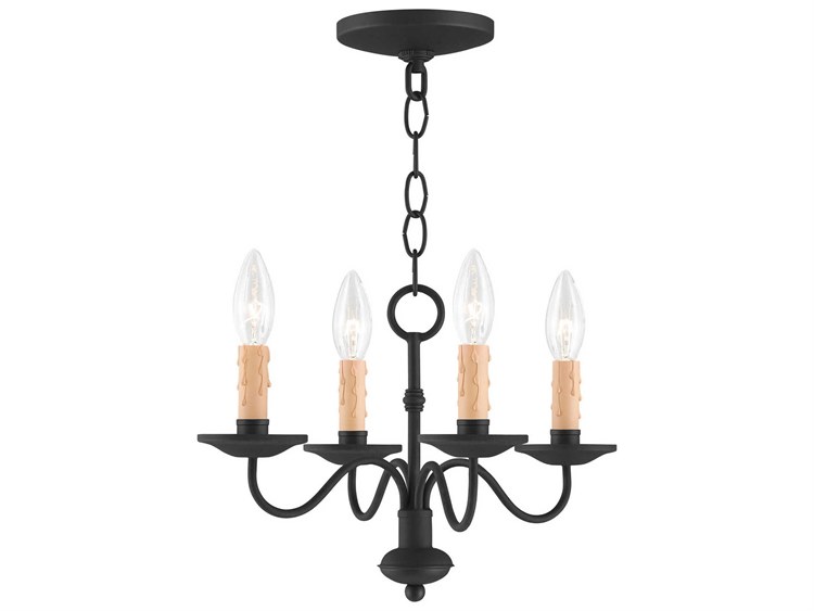 Photos - Chandelier / Lamp Livex Lighting Heritage 4-Light Black Candelabra Chandelier 4464-04