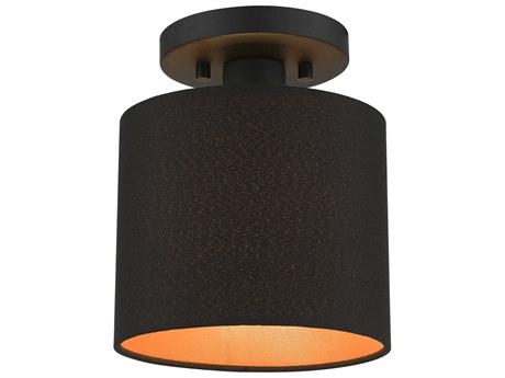 Livex Lighting Sentosa 1-Light Black Drum Semi Flush Mount