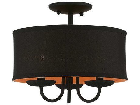 Livex Lighting Winchester 3-Light Black Drum Semi Flush Mount