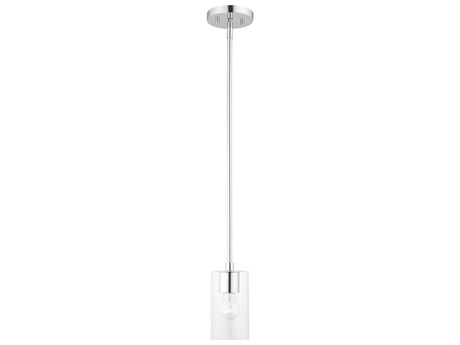 Livex Lighting Zurich 1-Light Polished Chrome Clear Glass Cylinder Geometric Mini Pendant