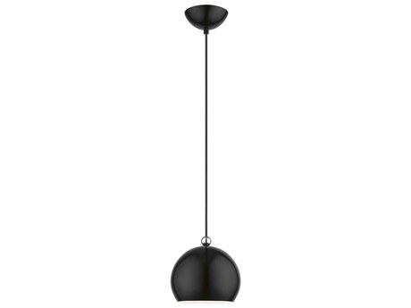 Livex Lighting Stockton 1-Light Shiny Black Polished Chrome Dome Mini Pendant