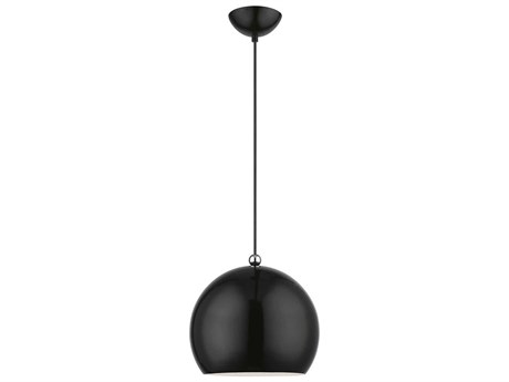Livex Lighting Stockton 1-Light Shiny Black Polished Chrome Dome Mini Pendant