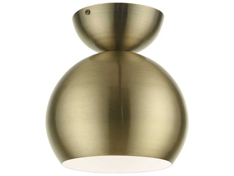 Livex Lighting Stockton 1-Light Antique Brass Dome Semi Flush Mount