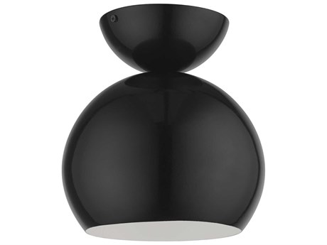 Livex Lighting Stockton 1-Light Shiny Black Dome Semi Flush Mount