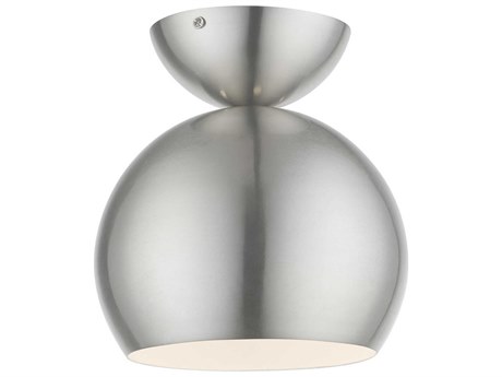 Livex Lighting Stockton 1-Light Brushed Nickel Dome Semi Flush Mount