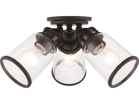 Livex Lighting Lawrenceville 3-Light Bronze Clear Glass Bell Semi Flush Mount