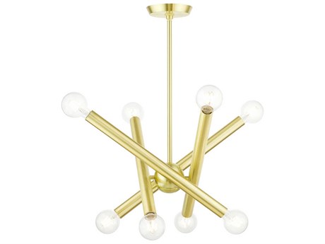 Livex Lighting Stafford 8-Light Satin Brass Candelabra Sputnik Chandelier