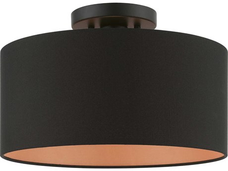 Livex Lighting Sentosa 1-Light Black Drum Semi Flush Mount