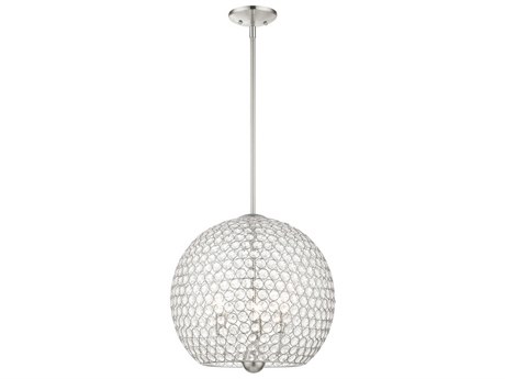 Livex Lighting Cassandra 3-Light Brushed Nickel Crystal Dome Pendant