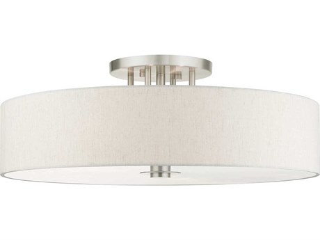 Livex Lighting Meridian 6-Light Brushed Nickel Drum Semi Flush Mount