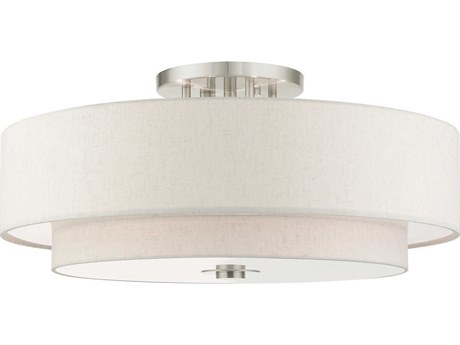 Livex Lighting Meridian 6-Light Brushed Nickel Drum Semi Flush Mount