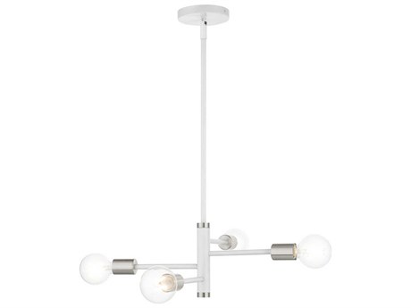 Livex Lighting Bannister 4-Light White Linear Chandelier