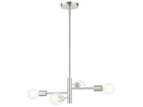 Livex Lighting Bannister 4-Light Brushed Nickel Linear Chandelier