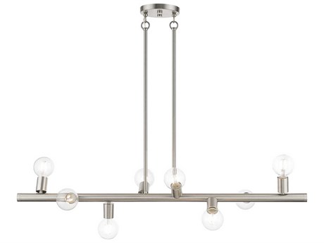 Livex Lighting Bannister 8-Light Brushed Nickel Linear Island Pendant