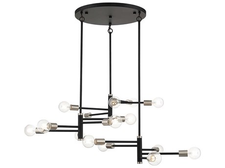 Livex Lighting Bannister 15-Light Black Brushed Nickel Linear Chandelier