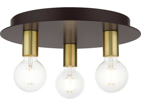 Livex Lighting Hillview 3-Light Bronze Globe Semi Flush Mount