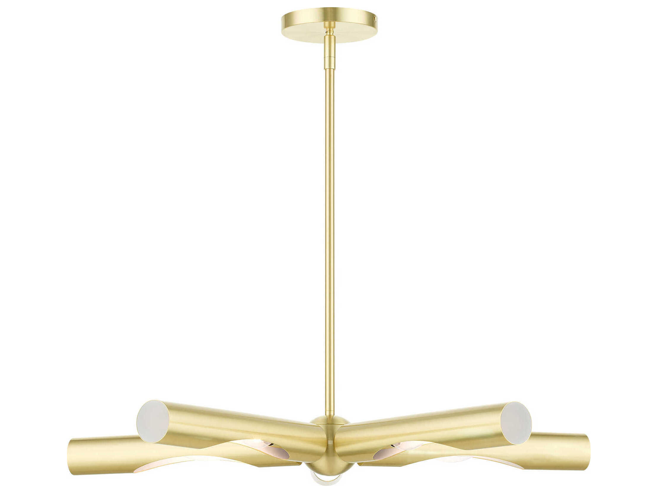 Livex Lighting 45915-12 Acra Satin Brass Finish with Hand Welded Satin Brass Shade 5 Light Chandelier in Acra Style 28 Inches Wide by 12 Inches high 