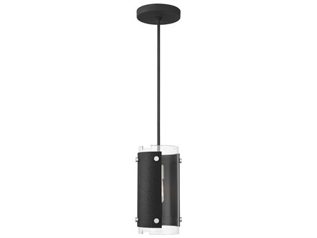Livex Lighting Barcelona 1-Light Black Brushed Nickel Glass Cylinder Mini Pendant