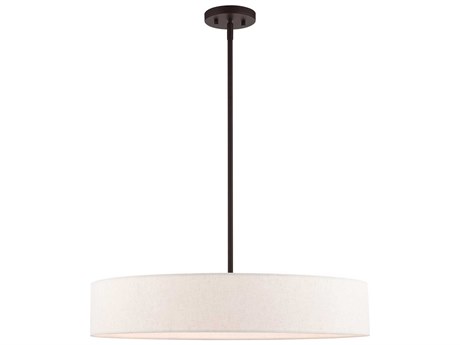 Livex Lighting Venlo 5-Light Bronze Antique Brass White Drum Pendant