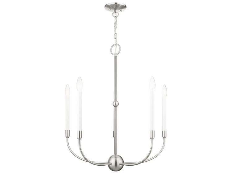 Photos - Chandelier / Lamp Wide Livex Lighting Clairmont 5-Light Brushed Nickel Candelabra Chandelier 46065-91 