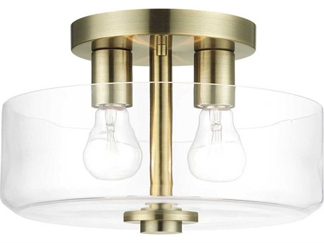 Livex Lighting Whitworth 2-Light Antique Brass Semi Flush Mount