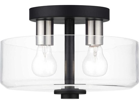 Livex Lighting Whitworth 2-Light Black Brushed Nickel Semi Flush Mount