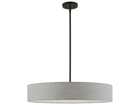Livex Lighting Elmhurst 5-Light Black Gray Drum Pendant