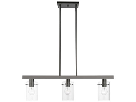 Livex Lighting Munich 3-Light Black Chrome Glass Cylinder Island Pendant